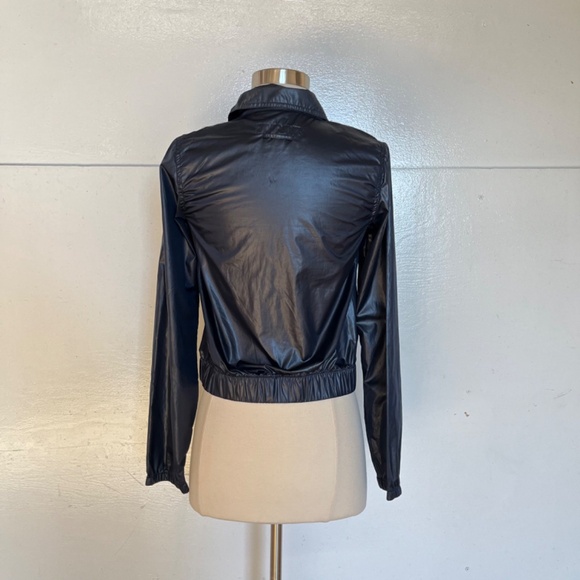 Proenza Schouler  Lightweight Metallic Shiny Coated Bomber Jacket Navy Blue - Picture 8 of 8